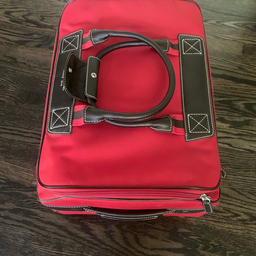 Lancel Canvas And Leather Duffle Rolling Luggage